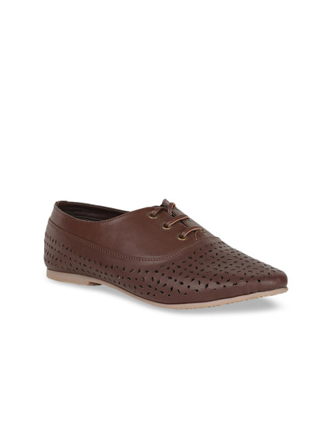 

Footin Women Brown Laser Cut Oxfords