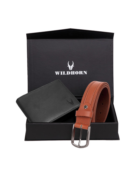 

WildHorn Men Black & Brown RFID Protected Genuine Leather Accessory Gift Set