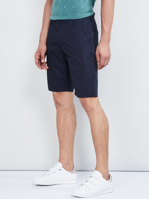 

max Men Blue Solid Regular Fit Regular Shorts