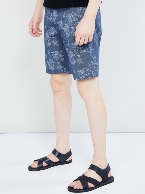 

max Men Blue Printed Regular Fit Regular Shorts