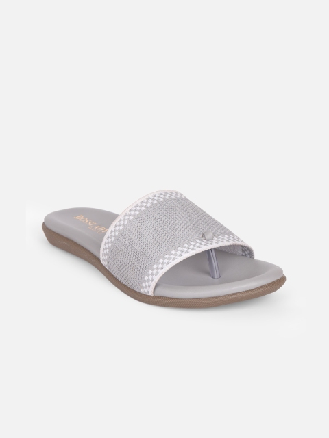 

SCENTRA Women Grey Woven Design Open Toe Flats
