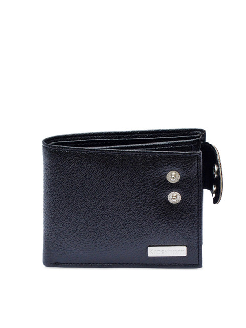 

Krosshorn Men Black Solid Two Fold Wallet