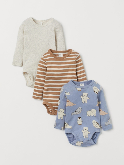 

H&M Boys 3-Pack Cotton Bodysuits, Blue