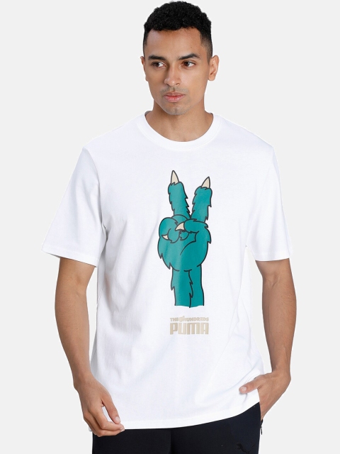 

Puma Men White Printed Round Neck T-shirt