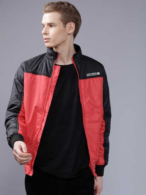 

The Indian Garage Co Men Red Colourblocked Lightweight Bomber