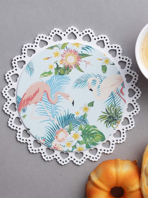 

A Vintage Affair- Home Decor Unisex Blue & Pink Jungle Flamingo Trivets