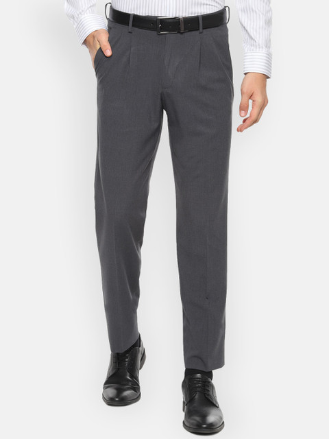 

Van Heusen Men Grey Regular Fit Self Design Formal Trousers
