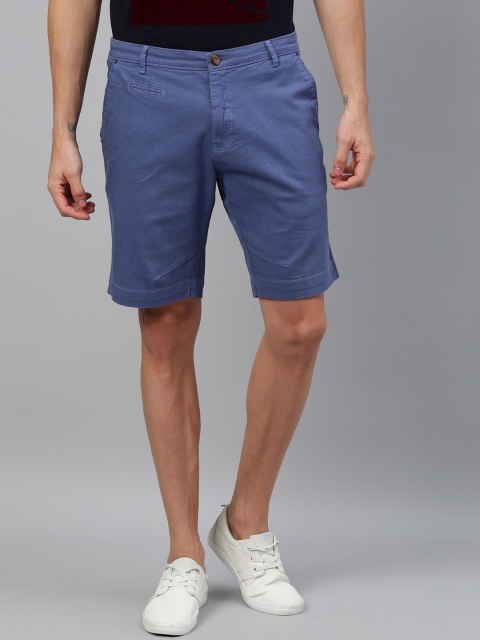 

RARE RABBIT Men Blue Solid Regular Fit Chino Shorts