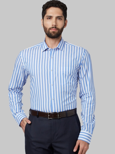 

Park Avenue Men Blue & White Slim Fit Striped Formal Shirt