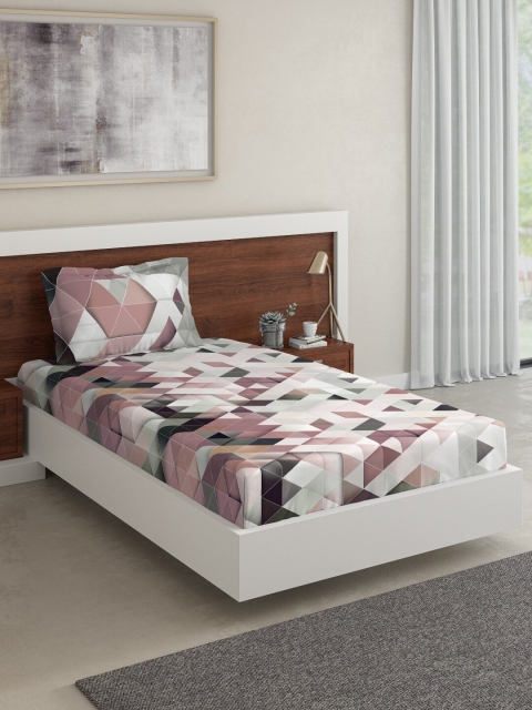 

DDecor Red & Black Geometric 144 TC Cotton 1 Single Bedsheet with 1 Pillow Covers