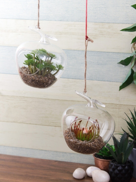 

TAYHAA Set Of 2 Green & Brown Artificial Plants With Plastic Pots
