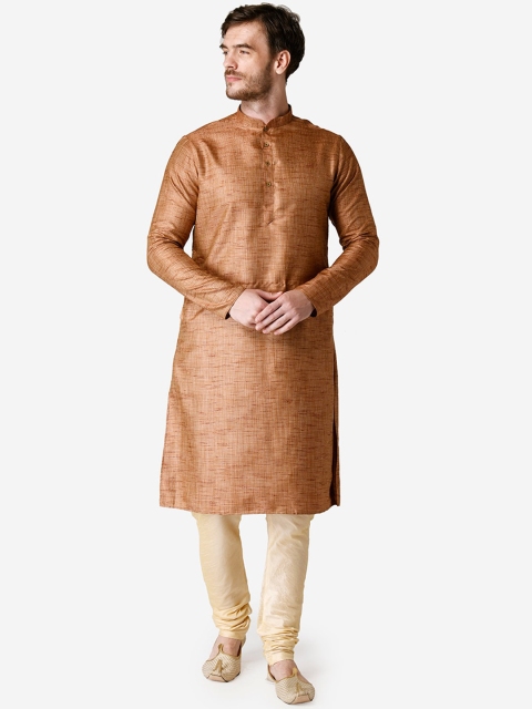 

TABARD Men Brown Woven Design Straight Kurta