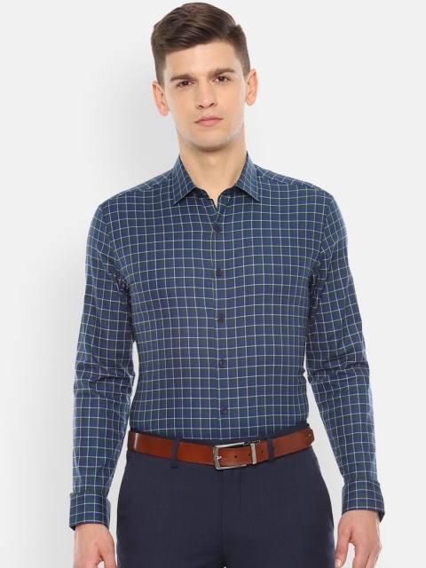 

Louis Philippe Men Blue Slim Fit Checked Formal Shirt