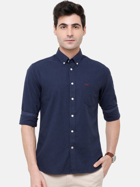 

Double Two Men Blue Comfort Slim Fit Solid Casual Shirt