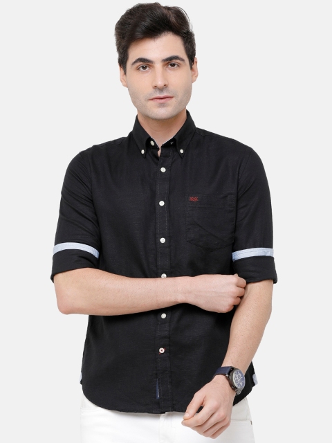 

Double Two Men Black Comfort Slim Fit Solid Casual Shirt