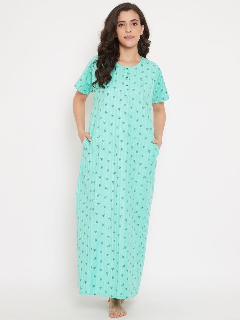 

The Kaftan Company Sea Green Printed Nightdress