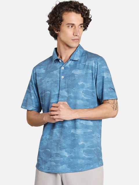 

Puma Men Blue Printed Polo Collar T-shirt