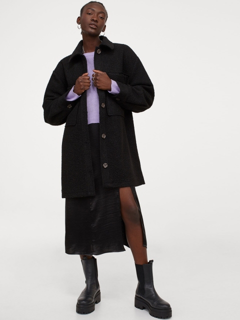 

H&M Women Black Oversized Shacket