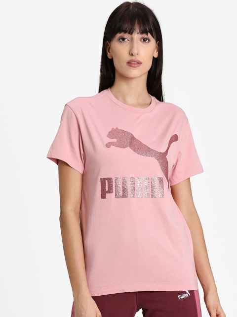 

Puma Women Pink Classics Logo Crew Neck T-shirt