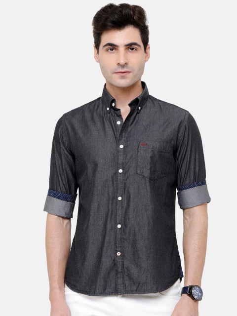 

Double Two Men Grey Comfort Slim Fit Solid Casual Shirt