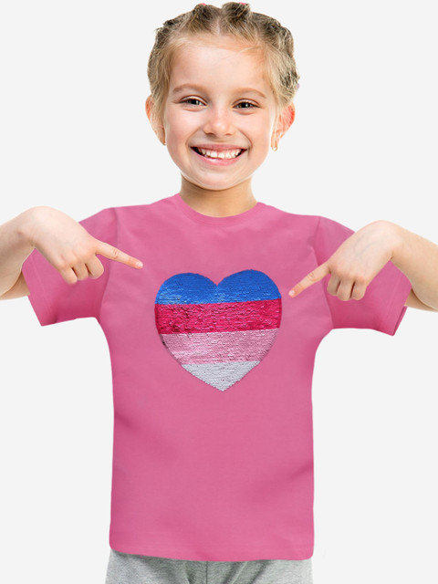 

MAGIC TEES Girls Pink Reverse Sequinned T-shirt