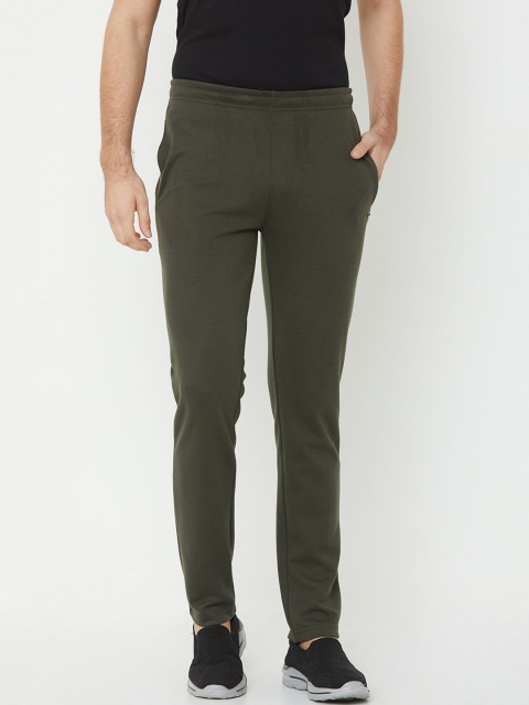 Sweet Dreams Men Olive Green Solid Straight-Fit Track Pants