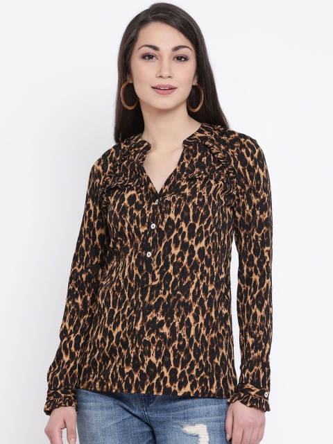 

Oxolloxo Women Brown Animal Printed Top