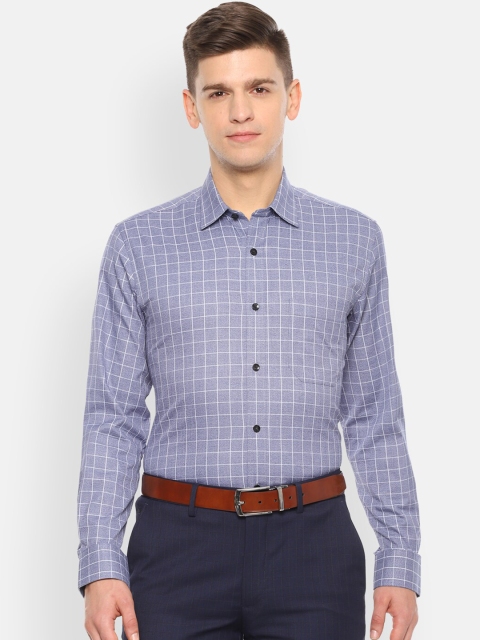 

Louis Philippe Men Blue Slim Fit Checked Formal Shirt