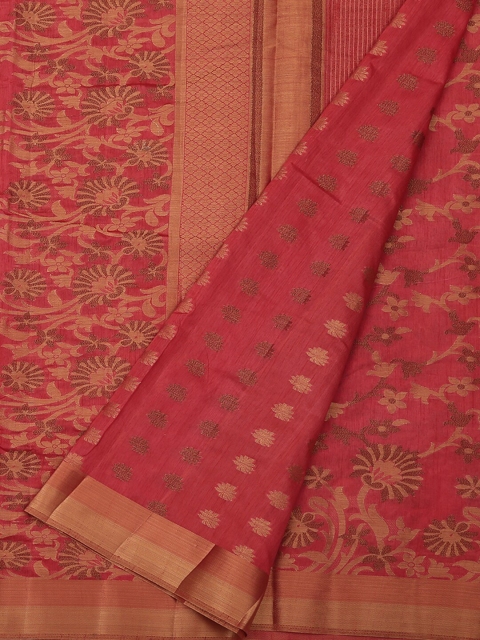 

Pothys Peach-Coloured Woven Design Jute Silk Saree
