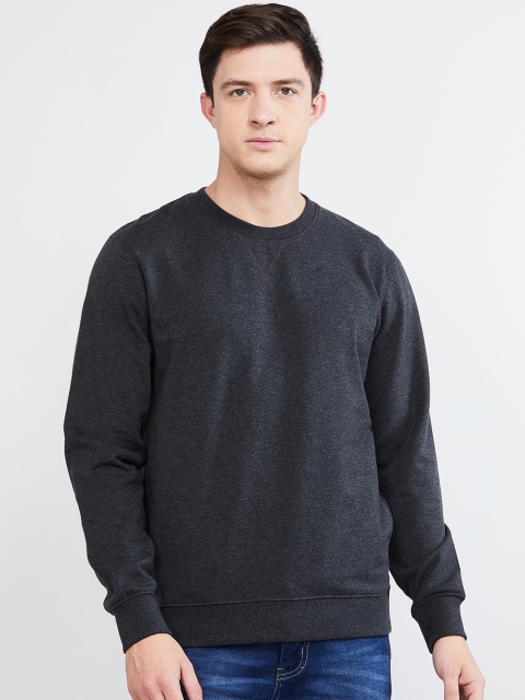 

max Men Grey Solid Sweatshirt