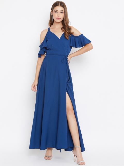 

Berrylush Women Blue Solid Maxi Dress