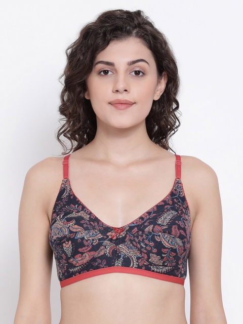 

Clovia Blue & Orange Printed Non-Wired Non Padded Everyday Bra BR0185U0832B