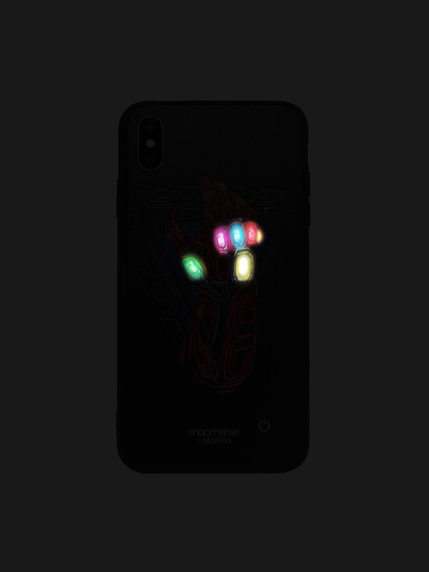 

macmerise Black & Pink Marvel Comics Nano Gauntlet Lumous iPhone X Back Case