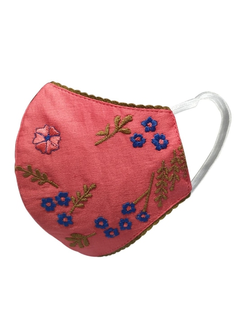 

nestroots Adults Red Embroidered 2-Ply Reusable Cloth Mask