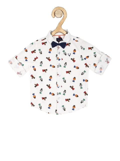 Allen Solly Junior Boys White Slim Fit Printed Casual Shirt