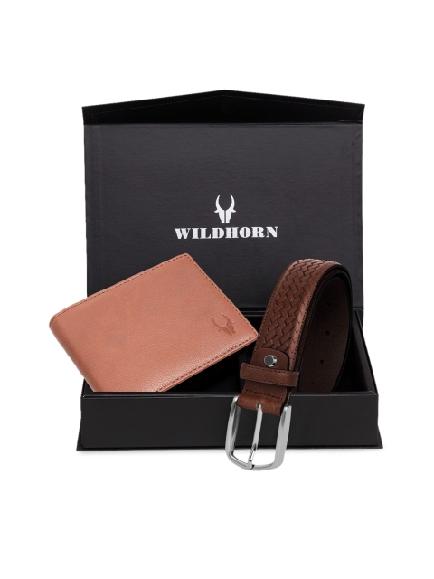 

WildHorn Men Brown RFID Protected Genuine Leather Accessory Gift Set, Tan