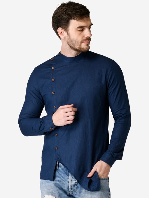 

TABARD Men Blue Solid Straight Kurta