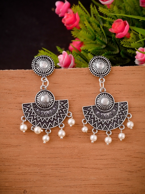 

Silvermerc Designs Silver-Plated Crescent Shaped Jhumkas
