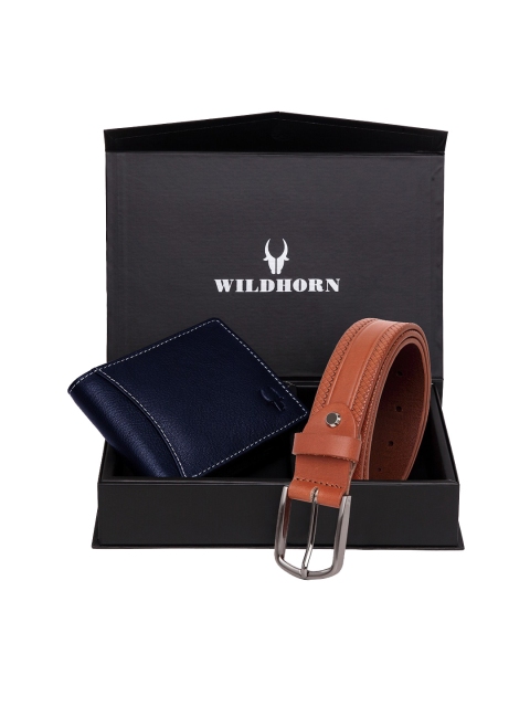 

WildHorn Men Blue & Brown RFID Protected Genuine Leather Accessory Gift Set