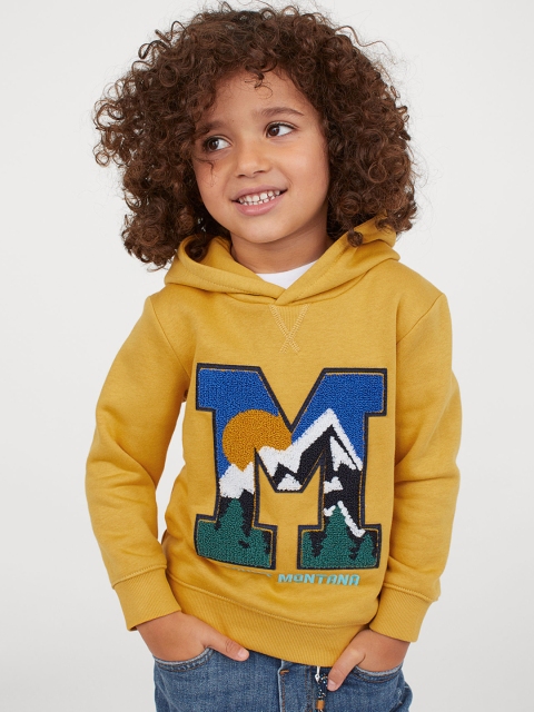 

H&M Boys Yellow Printed Cotton-Blend Hoodie