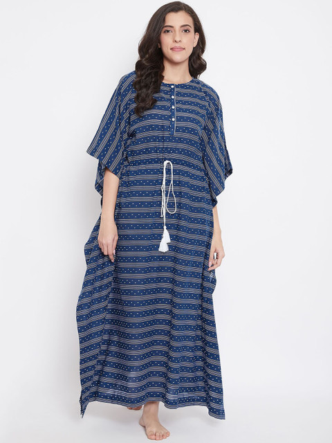 

The Kaftan Company Navy Blue Striped Nightdress