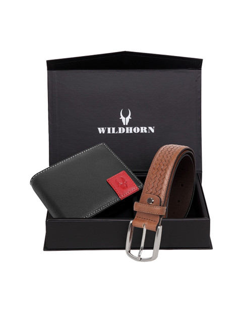 

WildHorn Men Black & Brown RFID Protected Genuine High-Quality Leather Wallet & Belt Accessory Gift Set
