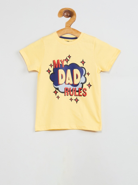

max Boys Yellow Printed Round Neck T-shirt