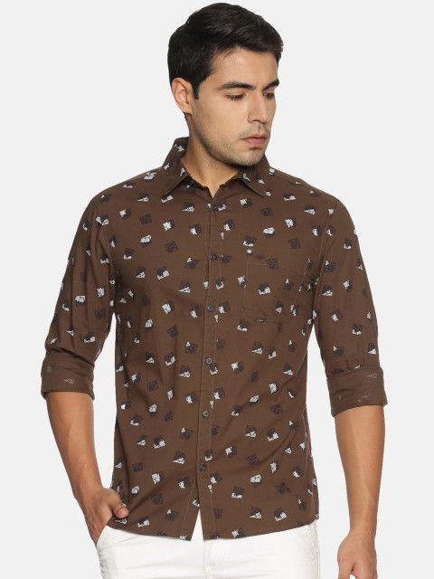

Chennis Men Brown & White Slim Fit Printed Casual Shirt