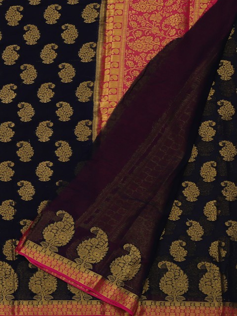 

Pothys Navy Blue Woven Design Poly Georgette Saree
