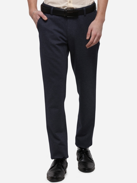 

JB STUDIO Men Navy Blue Slim Fit Solid Formal Trousers