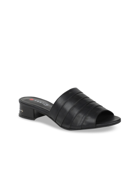 

Footin Women Black Textured Block Heels