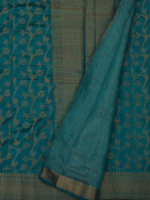 

Pothys Green Printed Jute Silk Saree