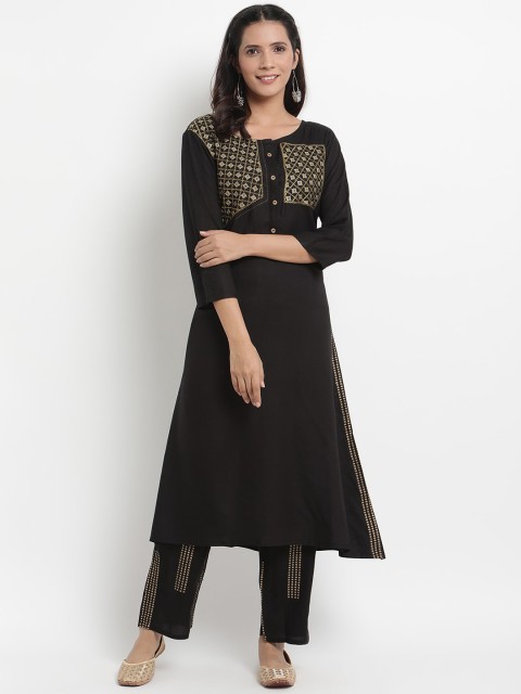 

Prakhya Women Black Yoke Design Kurta with Palazzos