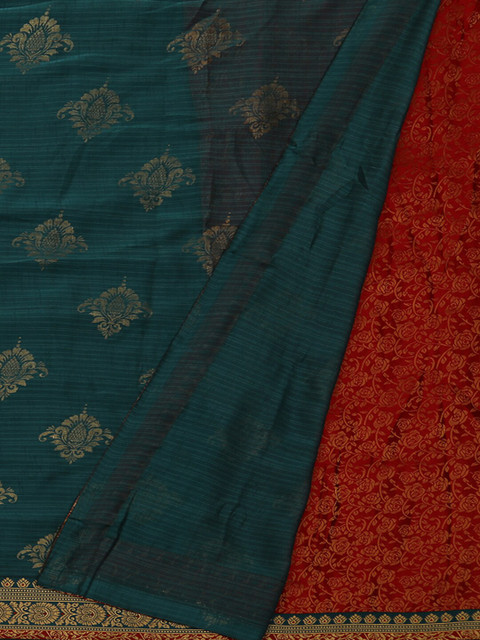 

Pothys Blue & Red Poly Georgette Woven Design Saree